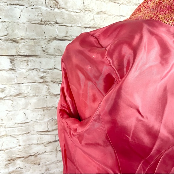 Dialogue QVC orange Pink Blazer Jacket Long Sz 6 Pockets Pea Coat - Picture 8 of 11
